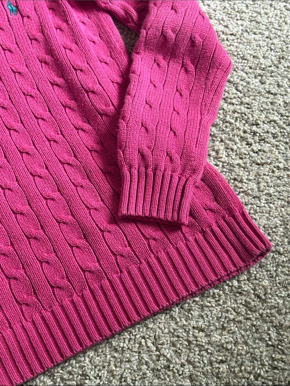 Ralph Lauren Fuchsia 100% cotton Cable-Knit Crewneck Sweater - Picture 2 of 6